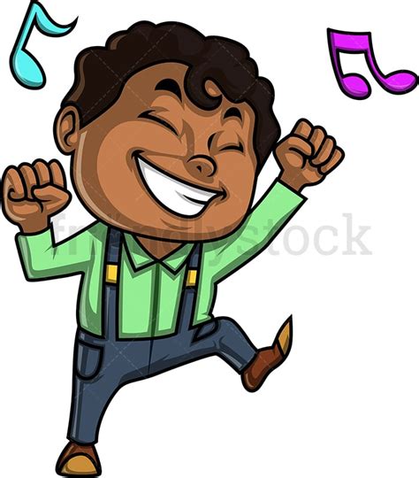 black  boy dancing cartoon clipart vector friendlystock