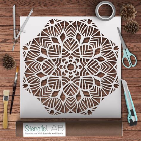 wall stencil geometric symmetrical mandala stencil mandala