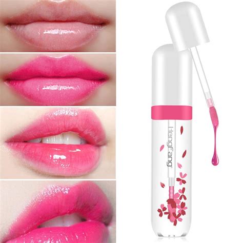 long lasting color changing transparent flower jelly lip gloss liquid