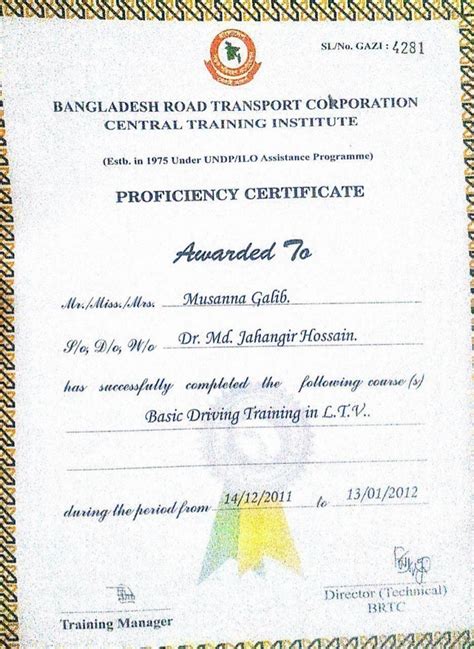driving licence certificate