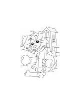 Coloring Pages Bone Puppy Playing Dog sketch template