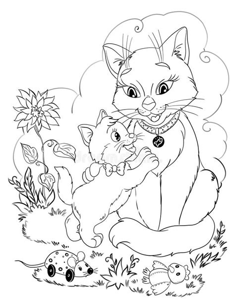 cat family coloring page  svg file cut cricut