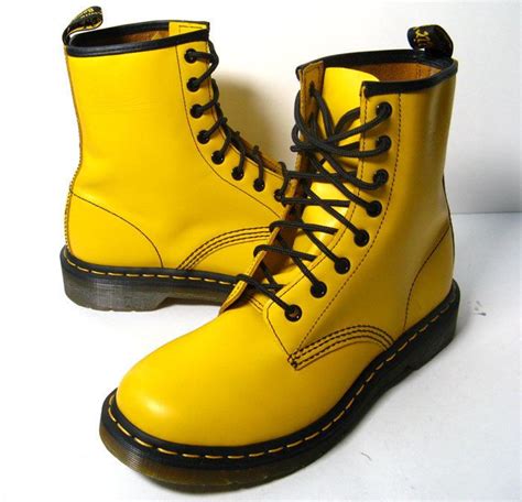 martens  dr martens boots yellow leather boots  yellow leather  martens