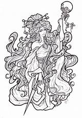Coloring Pages Drawing Harley Princess Davidson Adult Deviantart Outline Quinn Mucha Alphonse Adults Fairy Nouveau Vector Printable Lineart Sheets Luna sketch template