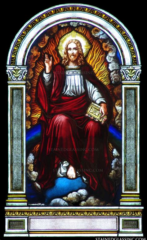 king religious stained glass window
