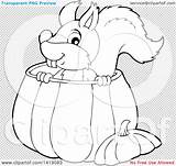 Pumpkin Squirrel Clipart Lineart Illustration Happy Royalty Visekart Vector Background sketch template