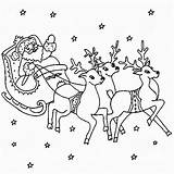 Santa Reindeer Coloring Sleigh Pages Flying Claus Printable His Print Drawing Color Deer Xmas Pdf Book Clipart Clip Popular Procoloring sketch template