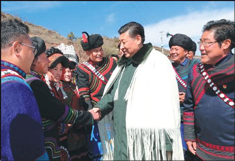 general secretary xi jinping greets local residents in sanhe a village in zhaojue county sichuan