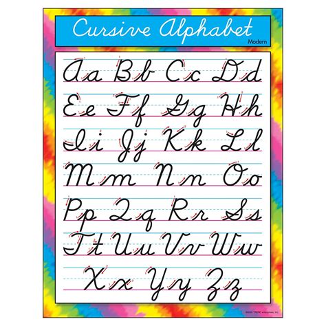 trend enterprises cursive alphabet modernlearning chart