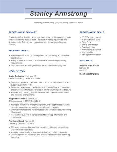 office assistant resume examples administrative livecareer