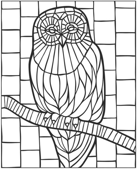 owl coloring page stamping