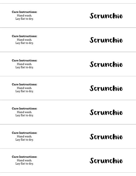 printable scrunchie tag template  single scrunchie  etsy