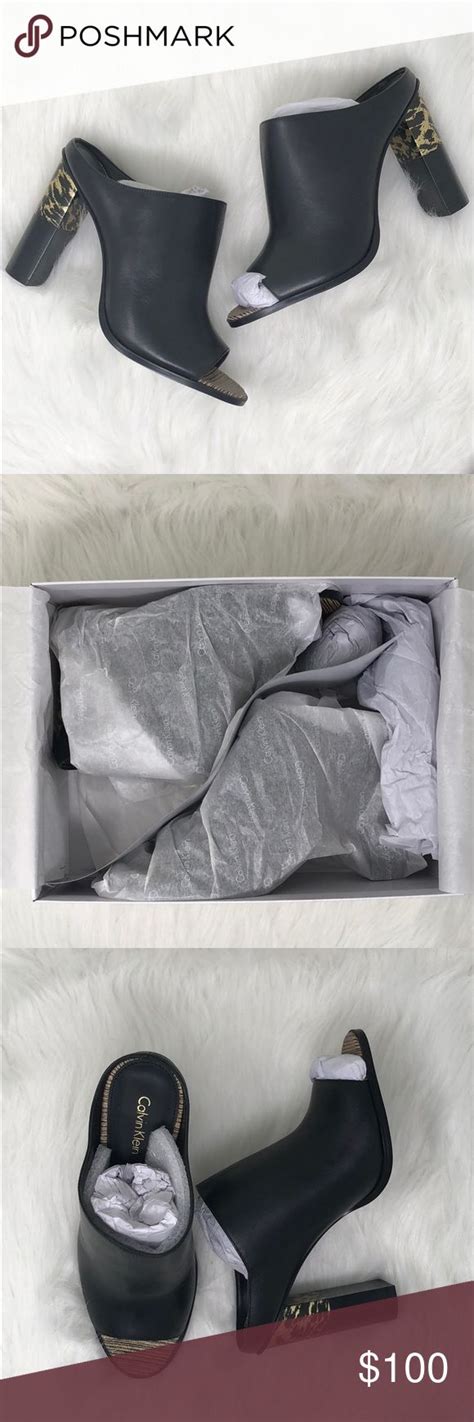 nwt calvin klein cassidy cow silk mules boutique with