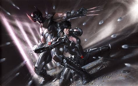 wolverine and domino gabriele dell otto lithograph 9 5 x 13 75 7 ate 9 comics