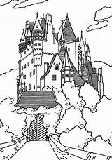 Castle Coloring Pages Drawing German Castles Disney Eltz Neuschwanstein Colouring Burg Palace Book Outline Germany Great Buckingham Color Printable Kids sketch template