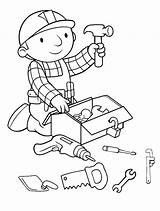 Coloring Builder Bob Pages Tools Construction Doctor Drawing Printable Kids Site Who Värityskuvia Printables Tool Print Para Worker Tardis Cartoon sketch template
