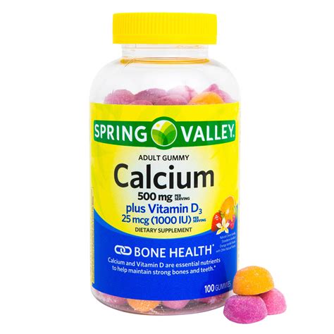 spring valley calcium 500 mg vitamin d3 25 mcg bone health dietary