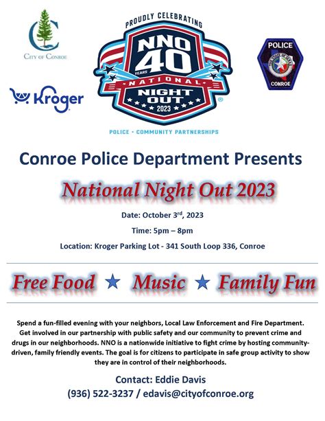 Conroe Police Announce National Night Out Montgomery County Police