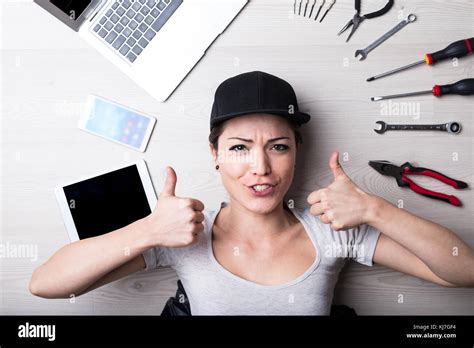 Woman Solving Every It Hardware And Software Problem With Her Black Hat