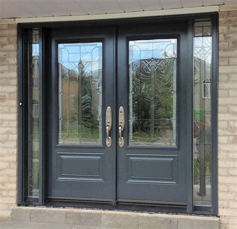 steel door system double doors   sidelights  custom blue colour  waterton glass