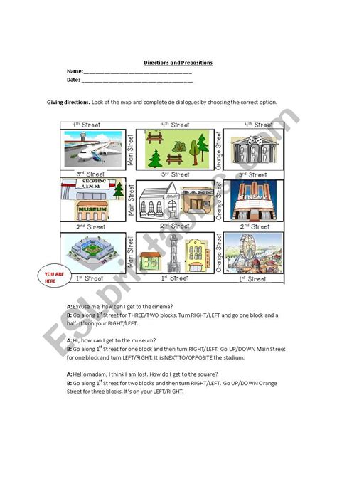 giving directionsprepositions  place esl worksheet  agostiiaa