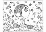 Loup Wolf Lobos Colorare Lupi Mandala Nuit Loups Coloriage Lune Coloriages Pages Wolves Howling Adulti Coloringbay Hurlant Etoiles étoilée Adultos sketch template