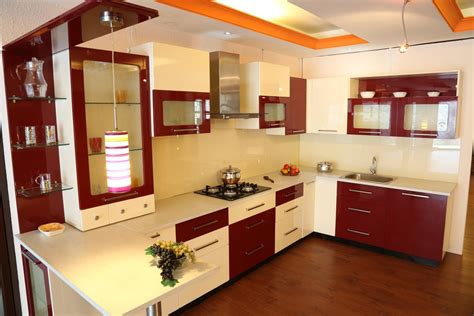 impressive kitchen space  red  white interior