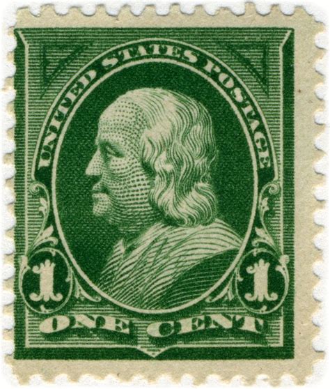 cent  series united states postage stamp perforated  depicting benjamin frankl