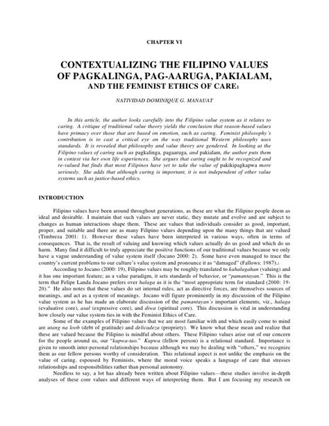 contextualizing  filipino values