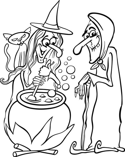 halloween coloring page witch veaeds