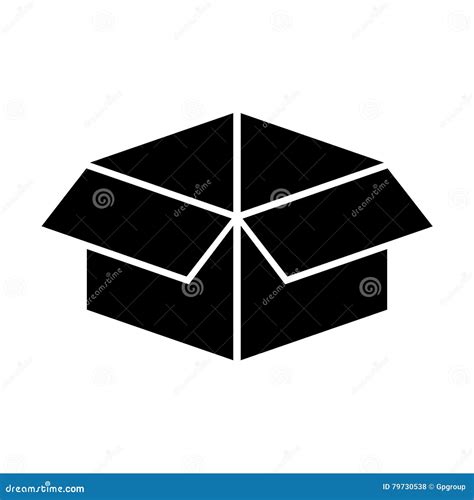 black silhouette open packing box stock vector illustration  craft