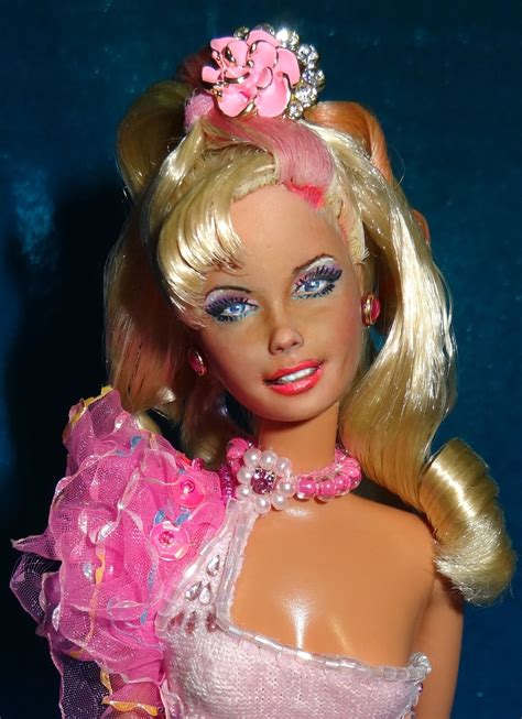 Hot Pink Barbie Doll Ooak Blonde Hair Restyle Handmade Dress W Repaint