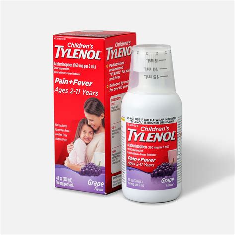 childrens tylenol fever reducer pain reliever ages   grape splash  fl oz