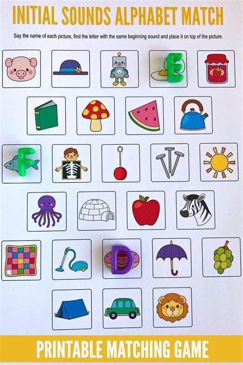 printable letter sound matching game alphabet preschool alphabet
