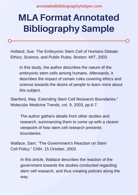 mla format annotated bibliography sample  bibliography samples