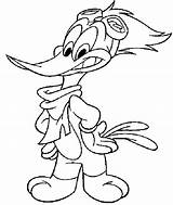Pau Pica Pintar Woodpecker Woody Piloto Aviator Picapau Desenhar Looney Tunes Páginas Pintarcolorir Imagensemoldes Tudodesenhos sketch template