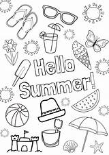 Colouring Summertime Vocabulary sketch template