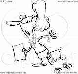 Clumsy Businesswoman Walking Foot Illustration Line Her Trash Bin Royalty Clipart Toonaday Rf sketch template