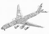 Boeing 777 Cutaway Airliner Jet Drawing Wide Body Drawings Tags Conceptbunny sketch template