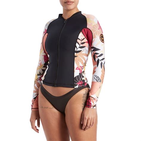 roxy 1mm pop surf front zip long sleeve wetsuit jacket women s evo
