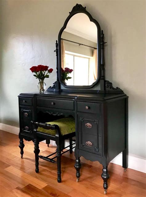 sample piece  antique   vanity  mirror  seat black