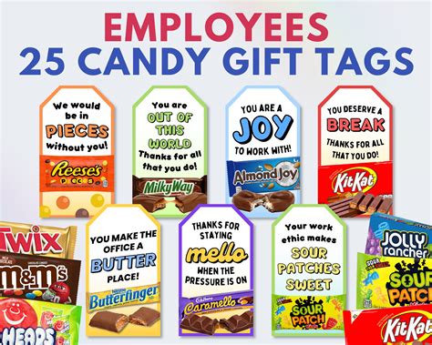 employee candy bar gift tags employee appreciation tag etsy