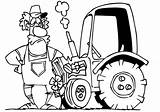 Tractor Farmer Coloring Cartoon His Tractors Pages Drawing Printable Line sketch template