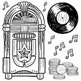 Jukebox Retro Sketch Vinyl Vector Musical Stock Notes Record Illustration Doodle Style Lp Music Coloring Coins Pages Depositphotos Lhfgraphics Sock sketch template