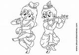 Krishna Coloring Drawing Little Line Pencil Balarama Sri Comments Library Clipart sketch template