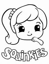 Coloring Pages Cute Girls Girl Printable Face Squinkies Kids Girly Print Things Little Easy Clipart Color Cartoon Drawing Baby Drawings sketch template