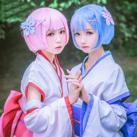 re zero rem demon kimono cosplay costume blue re