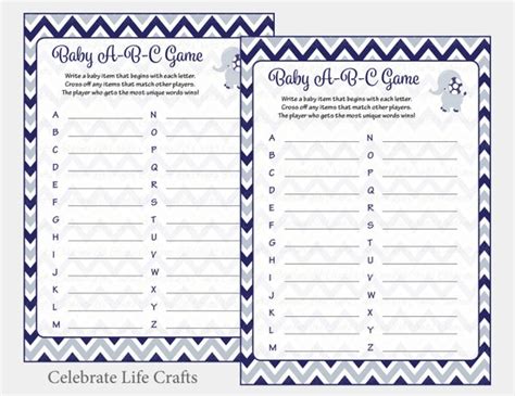 baby shower games baby abc game printable baby shower etsy