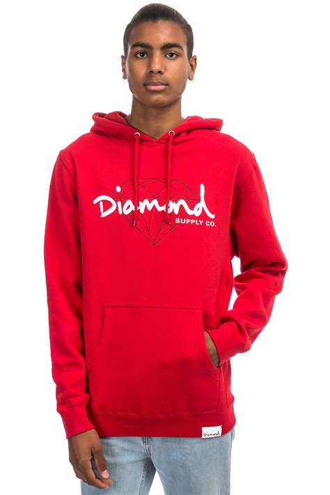 diamond brilliant script hoodie red koop bij skatedeluxe