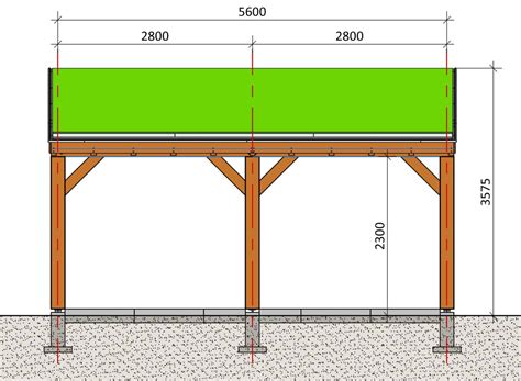 overkapping met groen dak zelf bouwen bouwtekening hout bouwernl